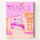 ヴェネツィア旅行アート，イタリア，旅行アート，レトロ，ピンク ノートブック (裏面)