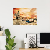 ヴェネツィア絵画グランドカナルチャンネルの水彩画 ポスター (ホームオフィス)