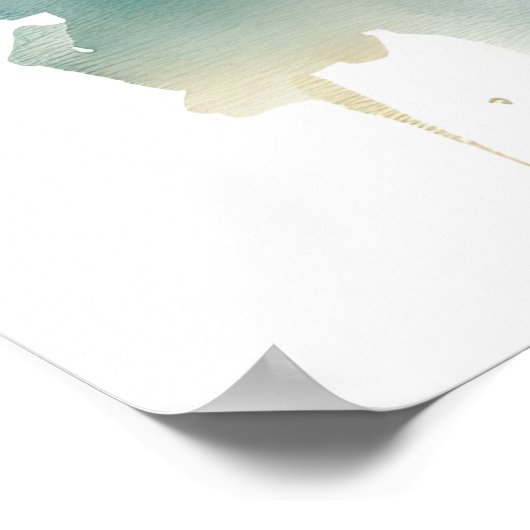 ヴェネツィア絵画マスクを着た水彩女性 ポスター (角)