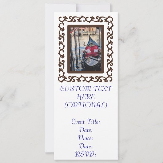 ヴェネツィア華美のフレーム付きゴンドラ 招待状 (正面)