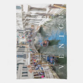 ヴェネツィア運河と橋のビューティータオル キッチンタオル (縦)