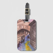 ヴェネツィア運河と荷物タグ水色 ラゲッジタグ (正面縦)