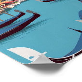 ヴェネツィア運河のポスター – ミニマリスト平面ベクトルシーン ポスター (角)