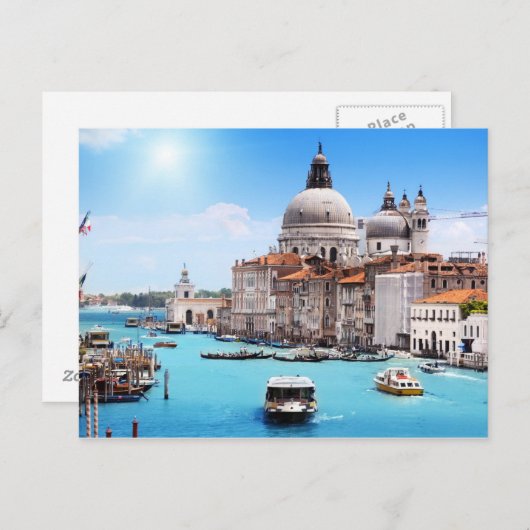ヴェネツィア運河の夏のはがき ポストカード (正面/裏面)
