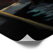 ヴェネツィア運河の夜、油絵 |愛 ポスター (角)