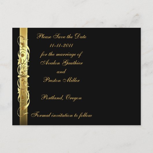 ヴェネツィア金ゴールド仮装マスク日付はがきを保存 案内ポストカード (裏面)