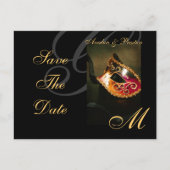 ヴェネツィア金ゴールド仮装マスク日付はがきを保存 案内ポストカード (正面)