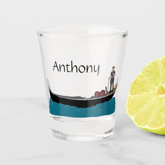 ヴェネツィア、イタリアのゴンドラとゴンドラの旅行テーマ ショットグラス (正面)