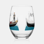 ヴェネツィア、イタリアのゴンドラとゴンドラパーソナライズされたー ステムなしワイングラス (左)