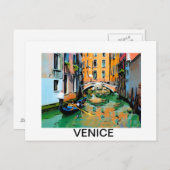 ヴェネツィア、イタリアのゴンドラの2人の恋人。 ポストカード (正面/裏面)