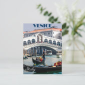 ヴェネツィア、イタリアのゴンドラボートヴィンテージ旅行はがき ポストカード (スタンド正面)