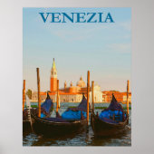 ヴェネツィア，イタリアのゴンドラボートヴィンテージ旅行ポスター ポスター (正面)