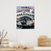 ヴェネツィア，イタリアのゴンドラボートヴィンテージ旅行ポスター ポスター (キッチン)