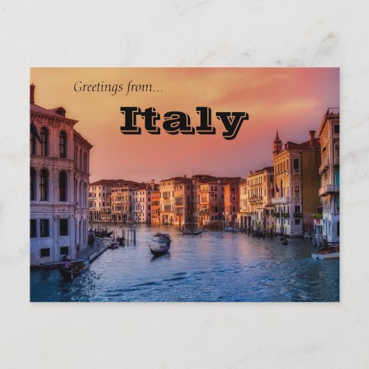 ヴェネツィア・イタリアのゴンドラ ポストカード (正面)