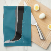 ヴェネツィア、イタリアゴンドラとゴンドラティール(緑がかった色)ブルー キッチンタオル (四つ折り)