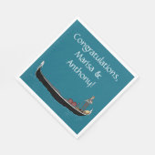 ヴェネツィア、イタリアゴンドラとゴンドラティール（緑がかった色）ブルー スタンダードランチョンナプキン (角)