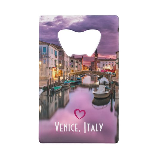 ヴェネツィア、イタリア風光明媚な運河とヴェネツィア建築 クレジットカード栓抜き (正面)