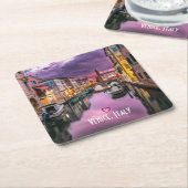 ヴェネツィア、イタリア風光明媚な運河とヴェネツィア建築 スクエアペーパーコースター (アングル)