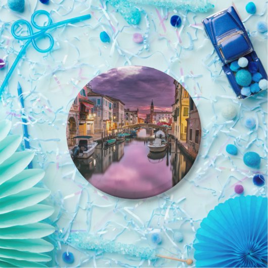 ヴェネツィア、イタリア風光明媚な運河とヴェネツィア建築 ペーパープレート (パーティー)