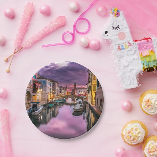 ヴェネツィア、イタリア風光明媚な運河とヴェネツィア建築 ペーパープレート (パーティー)