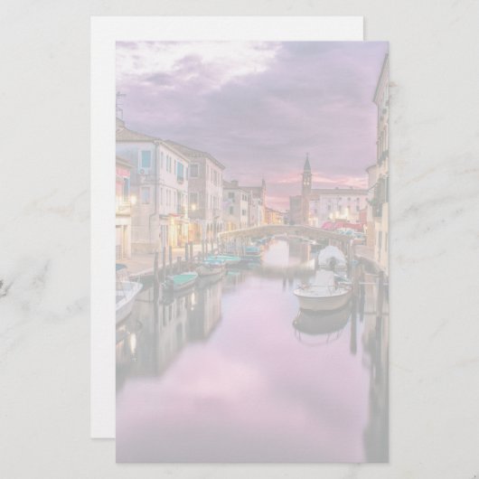 ヴェネツィア、イタリア風光明媚な運河とヴェネツィア建築 便箋 (正面/裏面)
