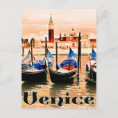 ヴェネツィア、イタリア、シティポートのボート、ヴィンテージ旅行 ポストカード (正面)