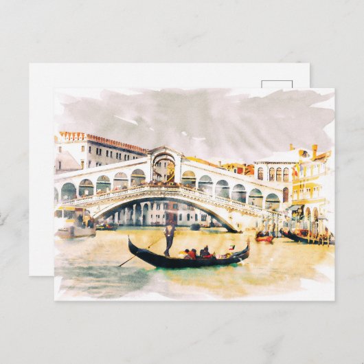 ヴェネツィア,イタリア – ヴィンテージ水彩アートトラベル シーズンポストカード (正面/裏面)