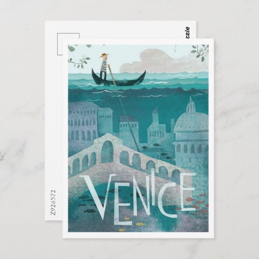 ヴェネツィア、イタリア、旅行レトロ ポストカード (正面/裏面)