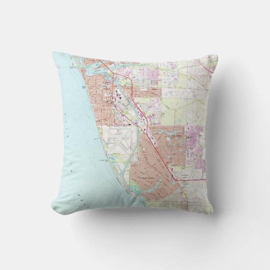 ヴェネツィア・フロリダの地図(1973年) クッション (正面)