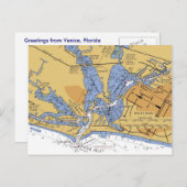 ヴェネツィア、フロリダ航海のーハーバーチャートハガキ ポストカード (正面/裏面)