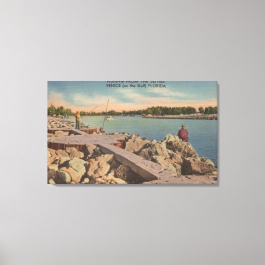 ヴェネツィア,フロリダ – 魚釣りのシーン キャンバスプリント (正面)