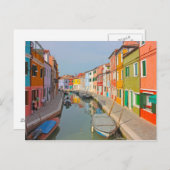 ヴェネツィア、ブラノ島の運河、小さな色の家 ポストカード (正面/裏面)