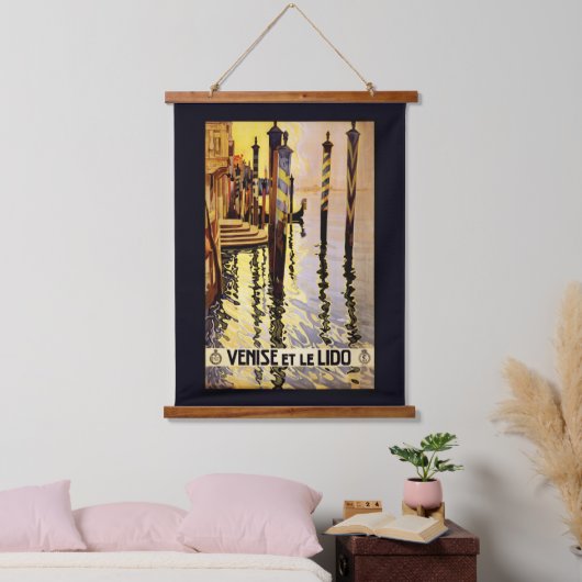 ヴェネツィア（ヴェニス）ヴィンテージトラベル 吊り下げ型タペストリー (寝室)
