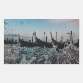 ヴェネツィア、ヴェネツィア。ゴンドラ。イタリア 長方形シール