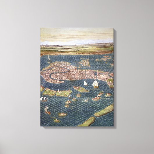 ヴェネツィア：地図， 16世紀 キャンバスプリント (正面)