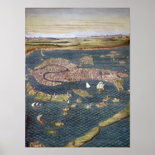 ヴェネツィア:地図, 16世紀 ポスター (正面)