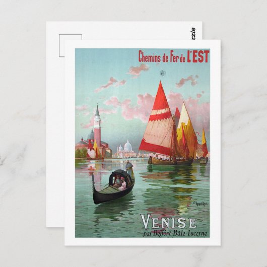 ヴェネツィア,帆船,ゴンドラ,ヴィンテージ,旅行 ポストカード (正面/裏面)