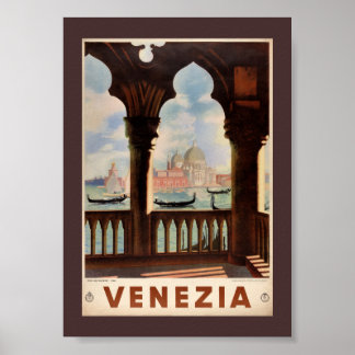 ヴェネツィア Venezia ヴィンテージ トラベル ポスター 修復済み
