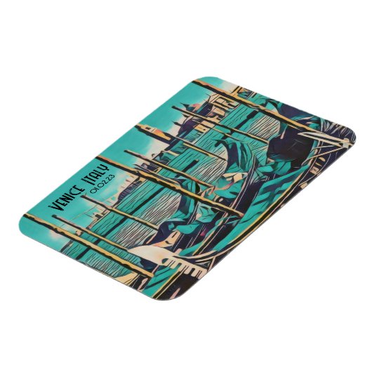 ヴェネツィアItalyゴンドラカスタマイズアート，言葉と日付 マグネット (左側)