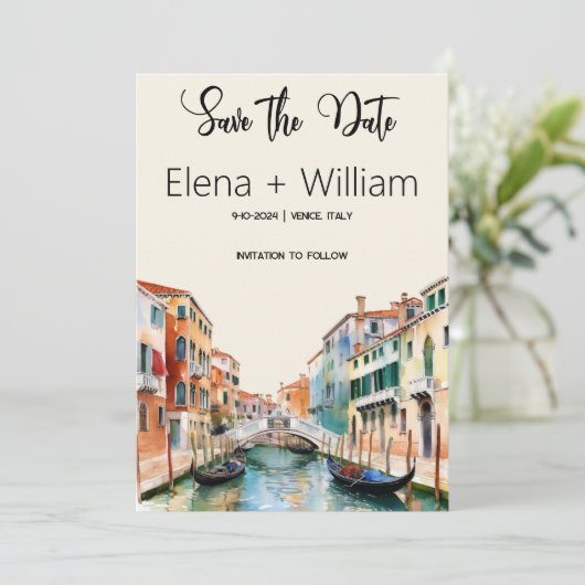 ヴェネツィアItalyタイルで日付をイタリアン保存 セーブザデート (スタンド正面)