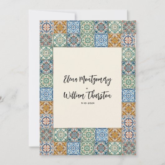 ヴェネツィアItalyタイルで日付をイタリアン保存 セーブザデート (裏面)