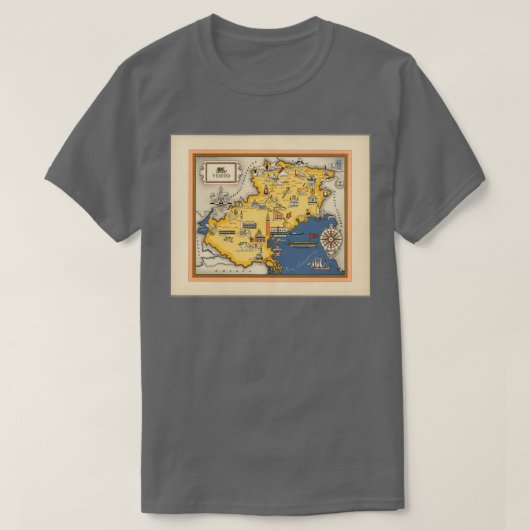 ヴェネトの写真地図イタリアカラフル小さな地図wi tシャツ (デザイン正面)