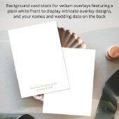ヴェラムオーバーレイ用ゴールドモノグラムホワイト背景 招待状