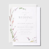 ヴェラムトレンディーエレガントワイルドフラワーフローラ結婚ズ ベラム紙招待状 (オフセット)