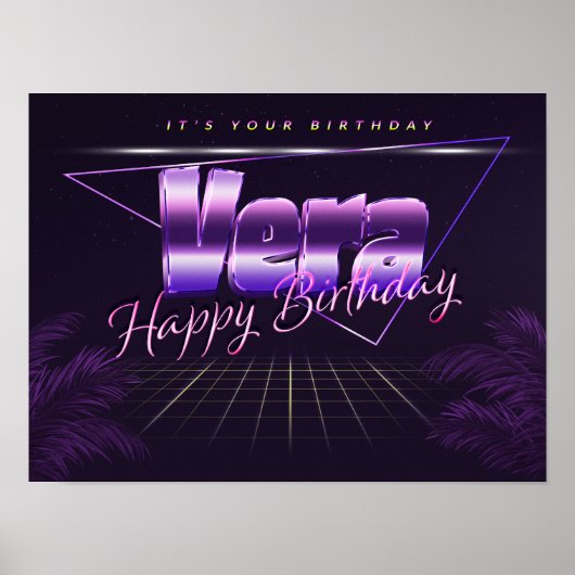 ヴェラ名Vorname lila retroポスターGeburtstag ポスター (正面)