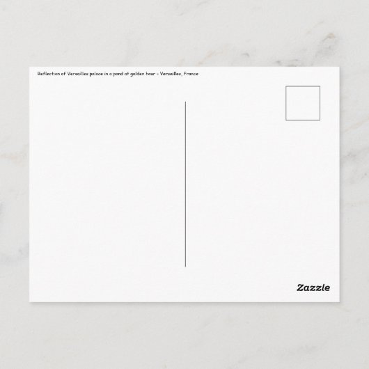 ヴェルサイユ宮殿と池の反射 ポストカード (裏面)