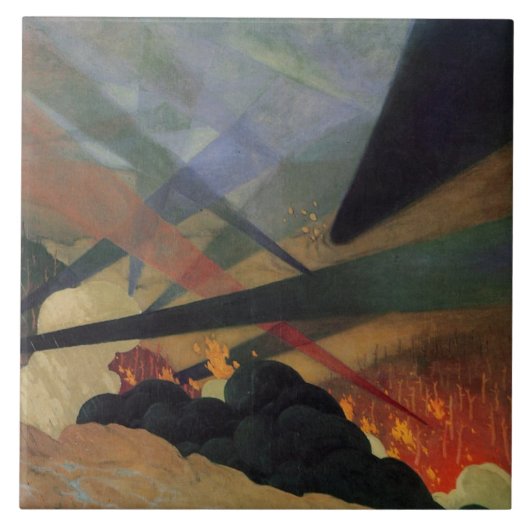 ヴェルダンの戦い (第一次世界大戦の戦闘シーン) (Vallotton 作) タイル (正面)