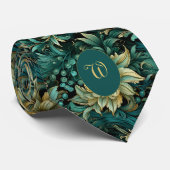 ヴェルディグリとゴールドのボタニカル ネクタイ (ロール)