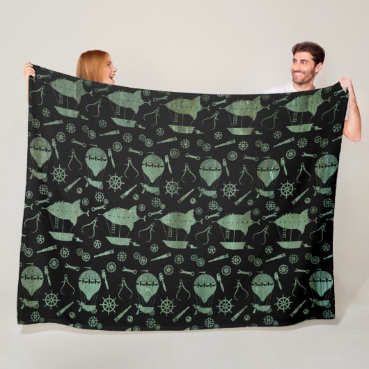 ヴェルディグリスブロンズスチームパンクエアシップテーマ フリースブランケット (インサイチュ)