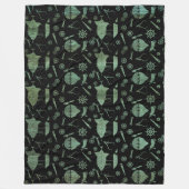 ヴェルディグリスブロンズスチームパンクエアシップテーマ フリースブランケット (正面)